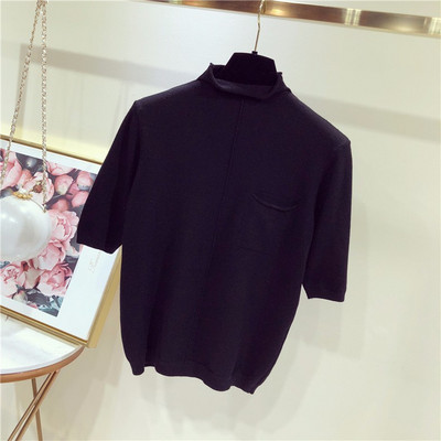 Ženski pleteni pulover s pola rukava, pola dolčevita korejski modni pulover 7 boja 2023. proljeće ljeto