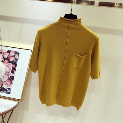 Ženski pleteni pulover s pola rukava, pola dolčevita korejski modni pulover 7 boja 2023. proljeće ljeto