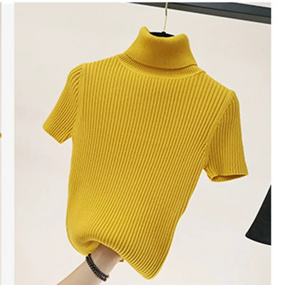 2023. Proljetne pletene majice Ženska majica kratkih rukava Jesen Zima Puloveri s dolčevitom Majica s kratkim rukavima Ženska majica s kratkim rukavima Pletena odjeća