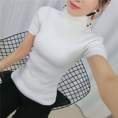 2023. Proljetne pletene majice Ženska majica kratkih rukava Jesen Zima Puloveri s dolčevitom Majica s kratkim rukavima Ženska majica s kratkim rukavima Pletena odjeća