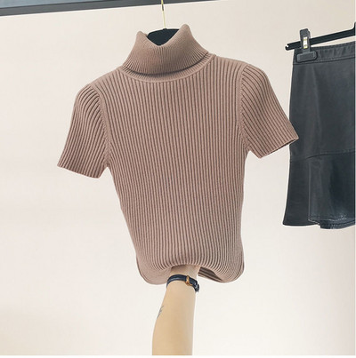 2023. Proljetne pletene majice Ženska majica kratkih rukava Jesen Zima Puloveri s dolčevitom Majica s kratkim rukavima Ženska majica s kratkim rukavima Pletena odjeća