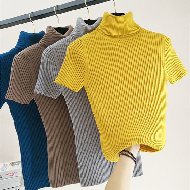 2023. Proljetne pletene majice Ženska majica kratkih rukava Jesen Zima Puloveri s dolčevitom Majica s kratkim rukavima Ženska majica s kratkim rukavima Pletena odjeća