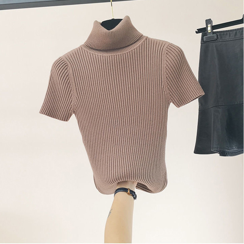 2023. Proljetne pletene majice Ženska majica kratkih rukava Jesen Zima Puloveri s dolčevitom Majica s kratkim rukavima Ženska majica s kratkim rukavima Pletena odjeća