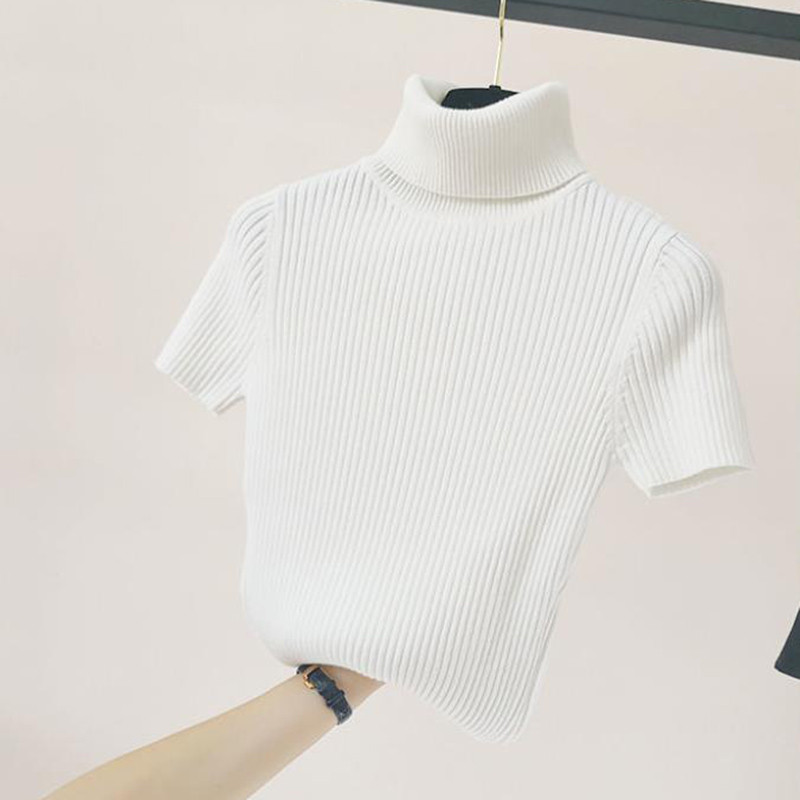 2023. Proljetne pletene majice Ženska majica kratkih rukava Jesen Zima Puloveri s dolčevitom Majica s kratkim rukavima Ženska majica s kratkim rukavima Pletena odjeća