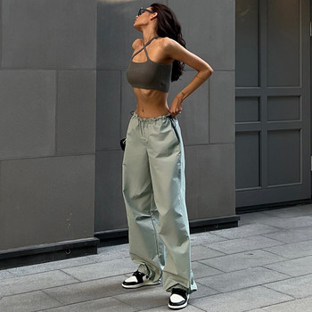 Μόδα Άνοιξη και Καλοκαίρι Loose Παντελόνι Street Trend Ελαστική μέση Cargo Παντελόνι Φαρδύ με φαρδύ πόδι Y2k Streetwear Casual Straight Παντελόνι