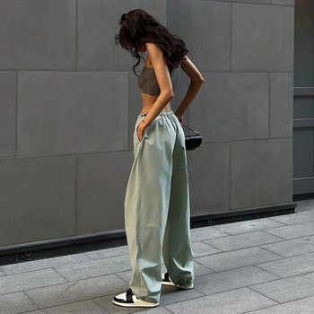 Μόδα Άνοιξη και Καλοκαίρι Loose Παντελόνι Street Trend Ελαστική μέση Cargo Παντελόνι Φαρδύ με φαρδύ πόδι Y2k Streetwear Casual Straight Παντελόνι