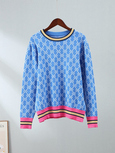 Naiste vintage šikk jacquard kašmiir pikkade varrukatega O-kaelusega silmkoeline pullover-kampsun 2023. aasta sügistalvised naiste vabaaja džemprid
