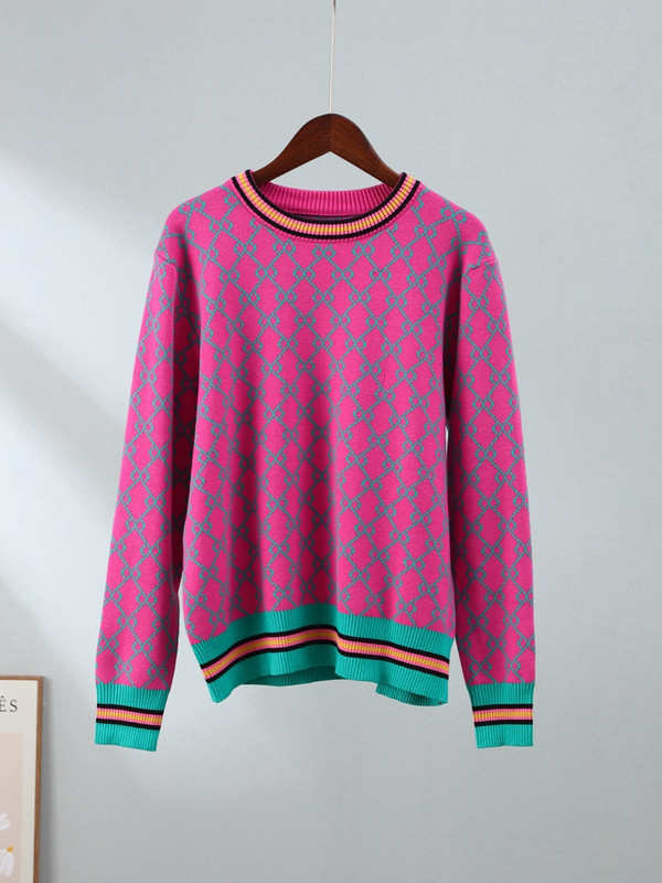 Γυναικείο vintage κομψό ζακάρ κασμίρ μακρυμάνικο πουλόβερ πουλόβερ με λαιμόκοψη 2023 Φθινόπωρο Χειμώνας Γυναικεία casual μπλούζες πουλόβερ