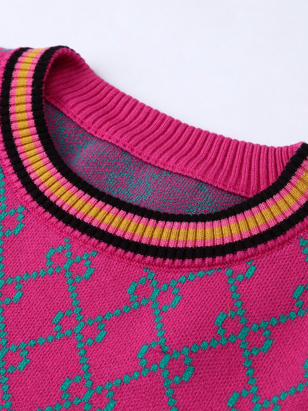 Γυναικείο vintage κομψό ζακάρ κασμίρ μακρυμάνικο πουλόβερ πουλόβερ με λαιμόκοψη 2023 Φθινόπωρο Χειμώνας Γυναικεία casual μπλούζες πουλόβερ