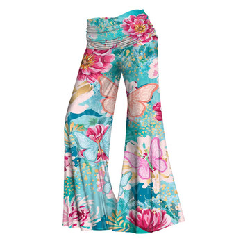 Γυναικείο παντελόνι με φαρδύ πόδι Flowers 3D printed Γυναικείο casual παντελόνι 12 Χρώμα 02