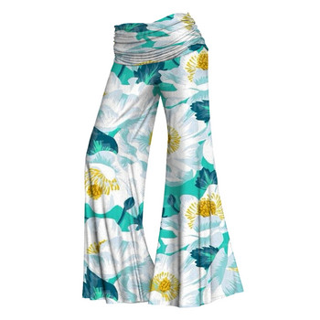 Γυναικείο παντελόνι με φαρδύ πόδι Flowers 3D printed Γυναικείο casual παντελόνι 12 Χρώμα 02