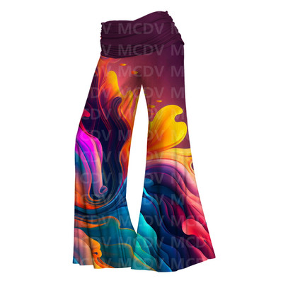 Moteriškos plačios kelnės, gėlės, 3D spausdintos moteriškos laisvalaikio kelnės, 12 spalvų 02