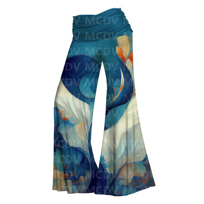 Moteriškos plačios kelnės, gėlės, 3D spausdintos moteriškos laisvalaikio kelnės, 12 spalvų 02