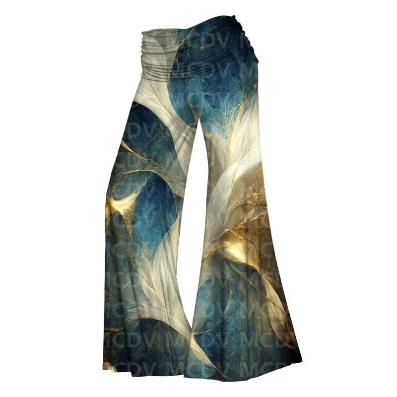 Moteriškos plačios kelnės, gėlės, 3D spausdintos moteriškos laisvalaikio kelnės, 12 spalvų 02