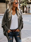 Ženska jesen zima Jednobojni široki kardigan Elegantna ležerna moda za uredske dame širokih ramena Široka ulična odjeća Slatki pleteni kardigan