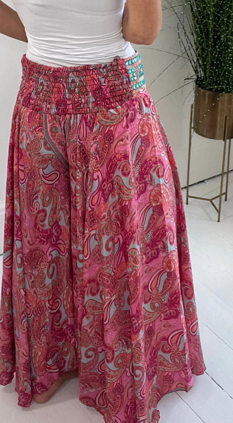 Γυναικείο ψηλόμεσο παντελόνι με φαρδύ πόδι 2023 Καλοκαίρι Νέα εκτύπωση Ελαστική μέση Φαρδιά casual παντελόνι Κομψό γραφείο Lady S-XL