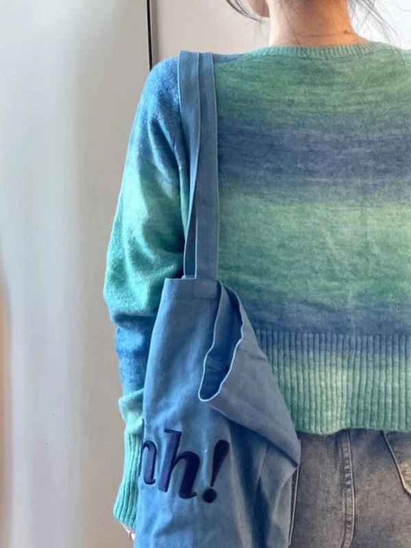 Kardigani s gradijentom Ženski krojevi Slobodno vrijeme Y2k moda Ugodno proljeće Studenti Korejski modni dizajn Ulzzang Harajuku pletenina za sve