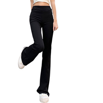 Παντελόνι με φαρδύ πόδι για γυναίκες με ελαστική μέση Μαύρο παντελόνι μονόχρωμο Φαρδύ παντελόνι με ψηλόμεσο πόδι Casual Hipster Streetwear