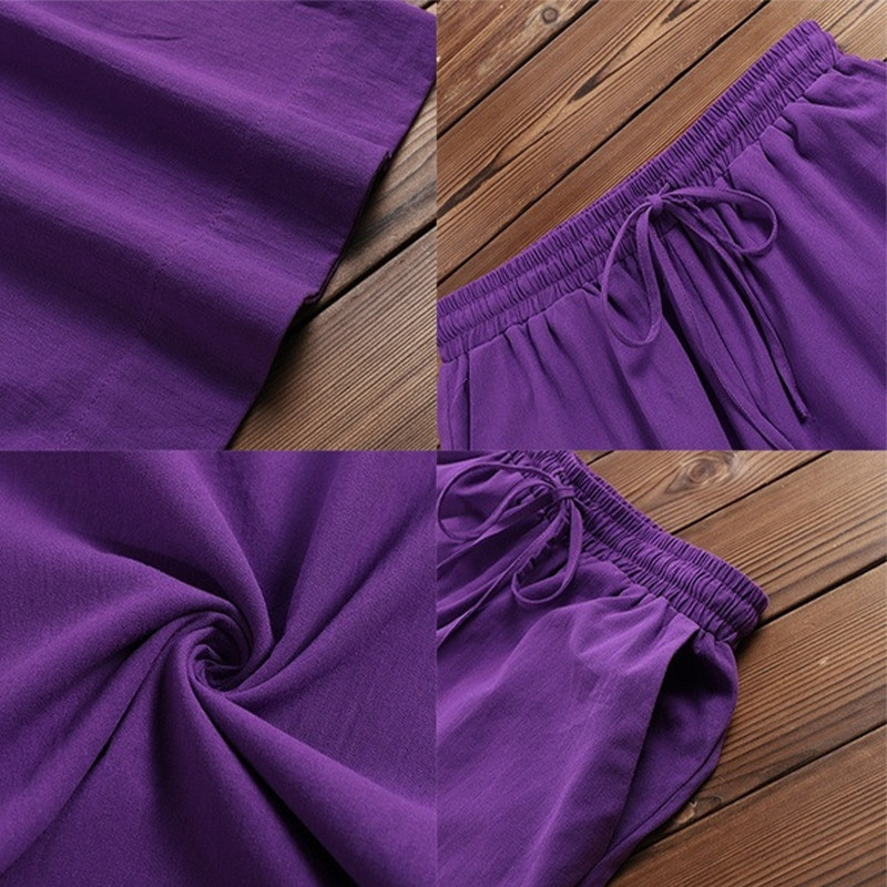 Plačios kelnės Kasdieninės medvilninės lininės laisvos moteriškos kelnės Madingos Elegantiškos moteriškos kelnės Karšta nauja pavasario vasara moteriškos kelnės