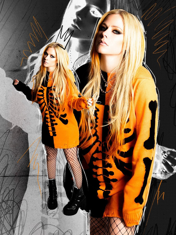 Yangelo Gothic Skeleton Pattern Ženski pulover Y2K Fairy Grunge Ženske šivane duge rukave Tople pletene majice