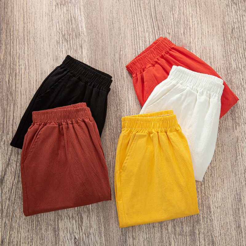 Lucyever Pantaloni casual din bumbac, in, femei, 2022, primăvară, vară, cu talie elastică, pantaloni la gleznă, pentru femei, pantaloni harem, de culoare solidă, oferta caldă