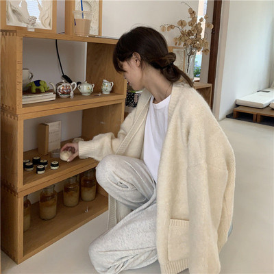 Ζακέτα Γυναικεία Στερεά Χαλαρά Απλή Casual Χοντρό Χειμώνα Harajuku Chic Street Wear Απαλό Ζεστό Βασικό All-Match College Κορεάτικο στυλ BF