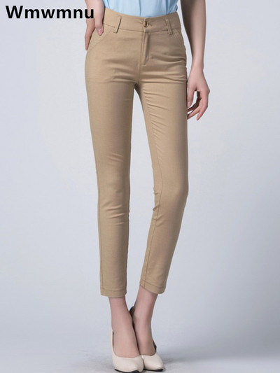 Klasiskās mammas lielizmēra 4xl zīmuļu bikses vidus viduklis Cotton Slim OL Pantalones Elegant Y2k sporta bikses Biroja legingi Spodnie