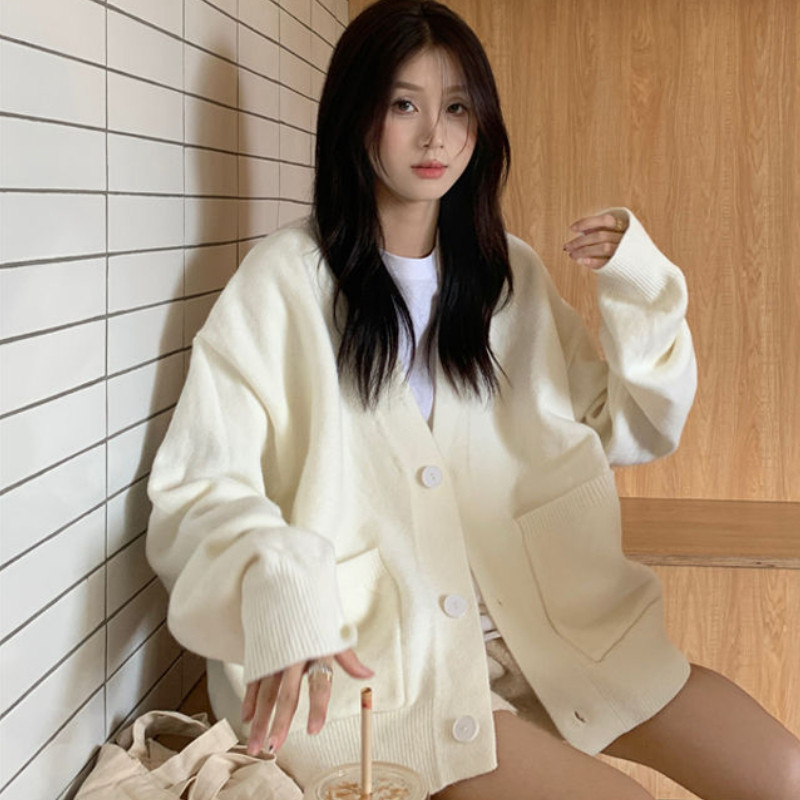 Kardigan Ženska moda Jesen Ležerna Nježna odjeća širokih džepova Harajuku Sveučilišni pulover Chandails Trendy Estetski Slobodno vrijeme