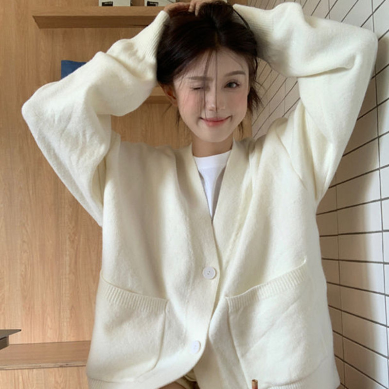 Kardigan Ženska moda Jesen Ležerna Nježna odjeća širokih džepova Harajuku Sveučilišni pulover Chandails Trendy Estetski Slobodno vrijeme