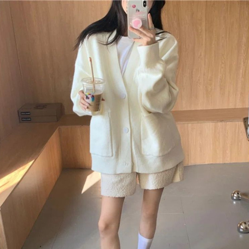 Kardigan Ženska moda Jesen Ležerna Nježna odjeća širokih džepova Harajuku Sveučilišni pulover Chandails Trendy Estetski Slobodno vrijeme