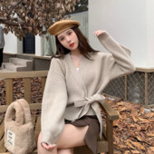 Πλεκτές Ζακέτες Γυναικείες Φθινοπωρινές Απλές Μασίφ Κομψές Casual Χαλαρές Μακρυμάνικα Νέες Παραλαβές Πουλόβερ Γυναικεία OL Style Ins Fashion