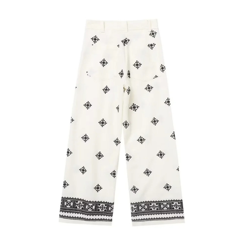 Nove ženske vezene hlače širokih nogavica iz 2023. Ležerne ženske široke devete hlače visokog struka LUJIA ALAN P3715