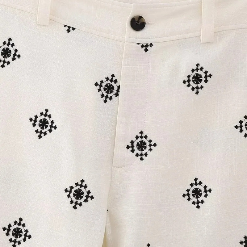 Nove ženske vezene hlače širokih nogavica iz 2023. Ležerne ženske široke devete hlače visokog struka LUJIA ALAN P3715