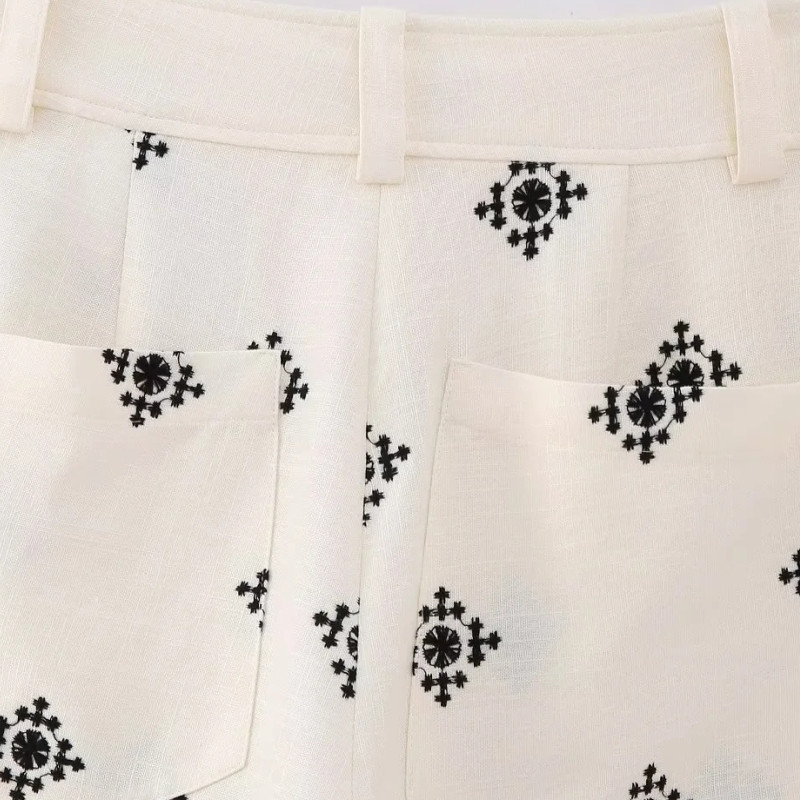 Nove ženske vezene hlače širokih nogavica iz 2023. Ležerne ženske široke devete hlače visokog struka LUJIA ALAN P3715