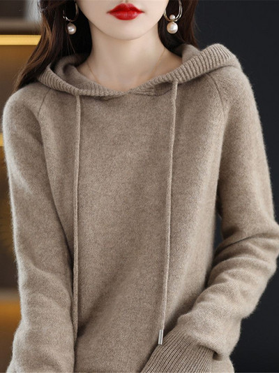 2022. Korejska moda Novo proljeće jesen Ženski pulover od kašmira Sportska majica s kapuljačom Puloveri Pletena jakna s donjim dijelom Ženska široka ulična odjeća