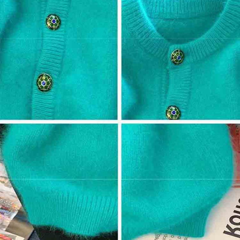 Lühikeste varrukatega kardiganid, naiste hubased šikid soliidsed kootud korea stiilis magusad kampsunid, õrnad kontorinaised vaba aja veetmiseks, laialt populaarsed