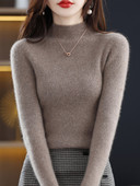 Ženski osnovni pulover Džemper Jesen Zima 100% merino vuna MocK izrez Tanko pletivo Uredska dama Grace Odjeća Gornje korejski stil