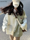 Kardigan Naiste lapitöö Igapäevane Preppy Kõik sobivad Korea stiilis Vaba aeg Kudumine Sügis Lihtsad Taskud Õpilased Stiilne Retro Basic