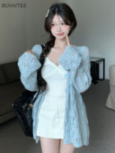 Tuščiaviduriai megztiniai moteriški megzti saldūs korėjietiško stiliaus pavasariniai, laisvi, elegantiški moteriški temperamento mados Ulzango princesė vintage