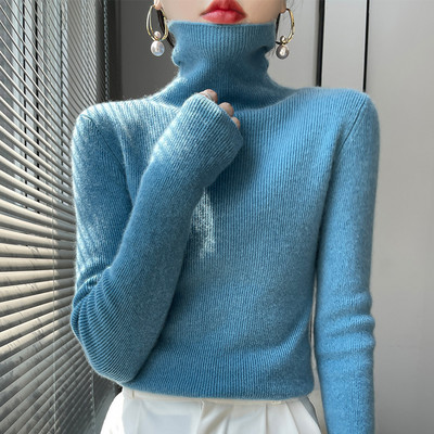 Horetong 2022 m. rudens žiemos vilnos megztinis moteriškas megztinis su vėžiu, elastingas, plonas megztas megztinis