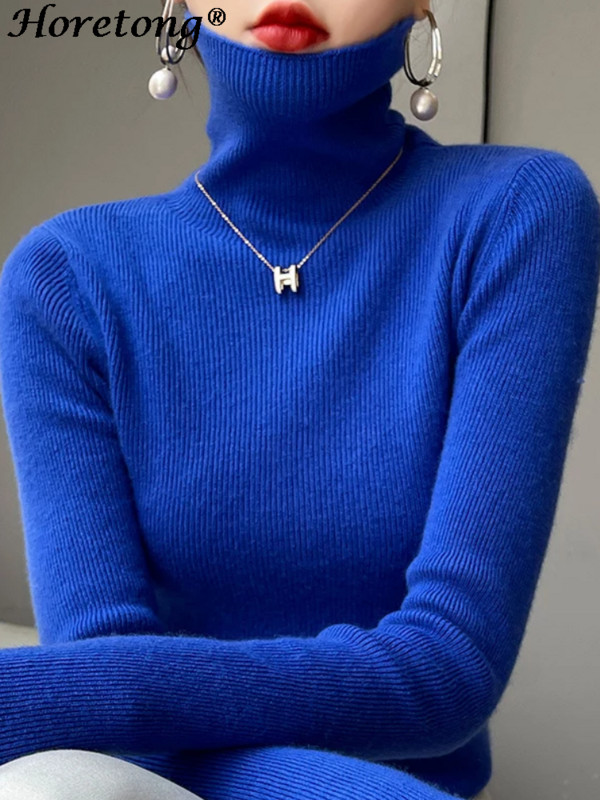 Horetong 2022 m. rudens žiemos vilnos megztinis moteriškas megztinis su vėžiu, elastingas, plonas megztas megztinis