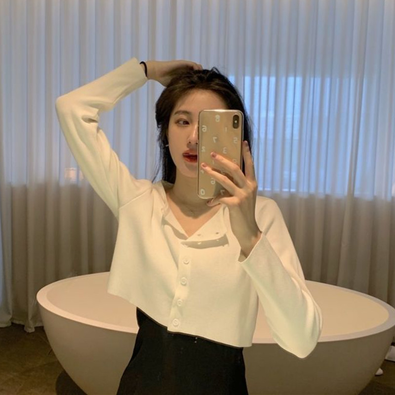 Skraćeni kardigan otporan na sunce Ženski čisti dugih rukava, tanki, ljetni, elegantni, ležerni, osnovno pletivo, korejska prikladna nova kolekcija, šik