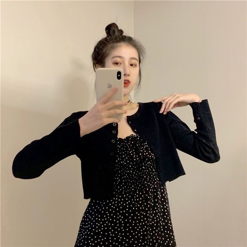 Skraćeni kardigan otporan na sunce Ženski čisti dugih rukava, tanki, ljetni, elegantni, ležerni, osnovno pletivo, korejska prikladna nova kolekcija, šik