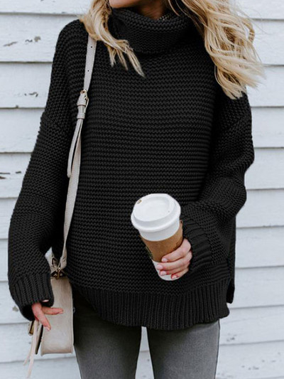 Jesen Zima Ženska dolčevita s dugim rukavima Ženski pleteni zeleni pulover Ženski džemper Puloveri Ženski pulover