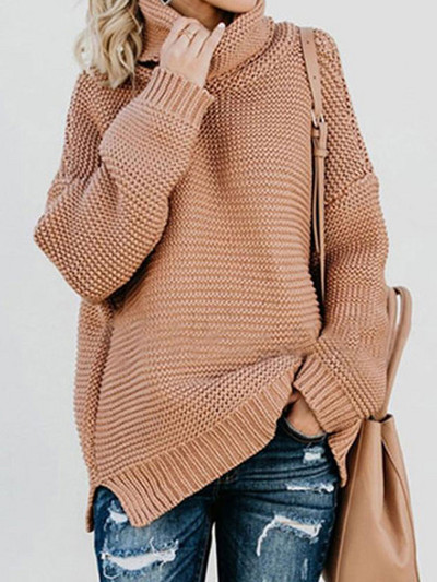 Jesen Zima Ženska dolčevita s dugim rukavima Ženski pleteni zeleni pulover Ženski džemper Puloveri Ženski pulover