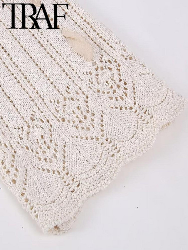 TRAF, 2023 m., vasarinis megztinis, megztas moteriškas megztinis su V kaklu, surištas lanku, moteriškas plonas paltas Y2K