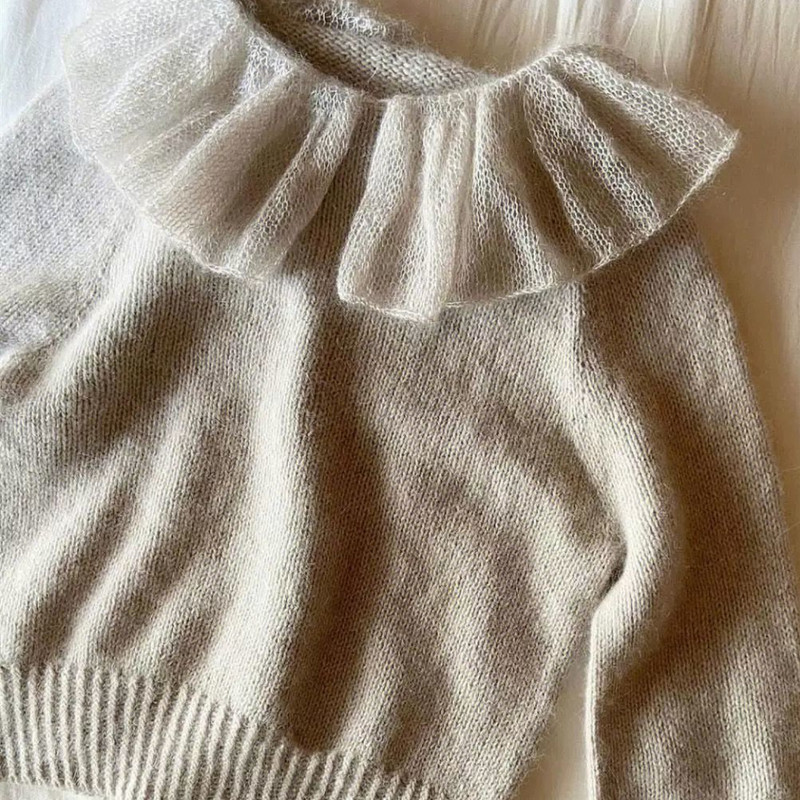 Slatki džemperi s dvostrukom Peter Pan kragnom Ženski puloveri dugih rukava Pletena odjeća Jesen Proljeće Vintage Chic Pletene majice