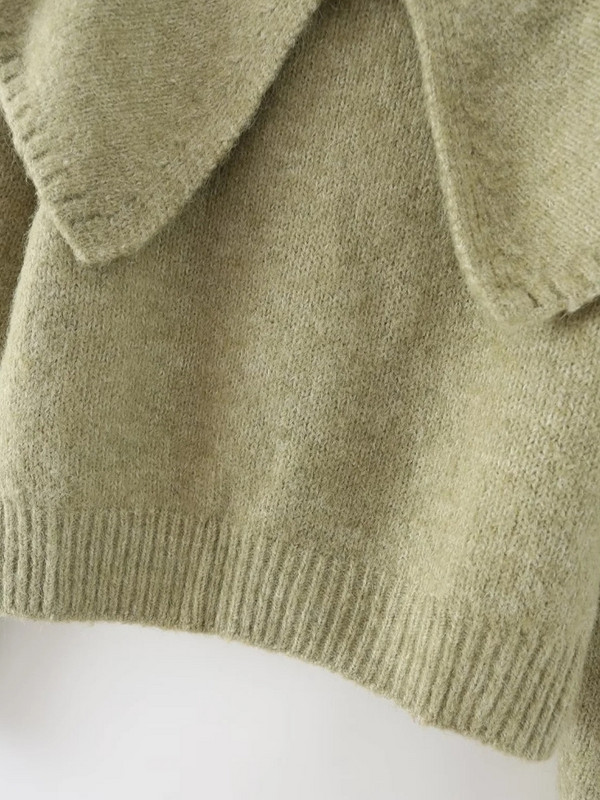 Novi ženski široki kratki pulover sa šal ovratnikom dugih rukava za ležerno pletenje LUJIA ALAN SW1833