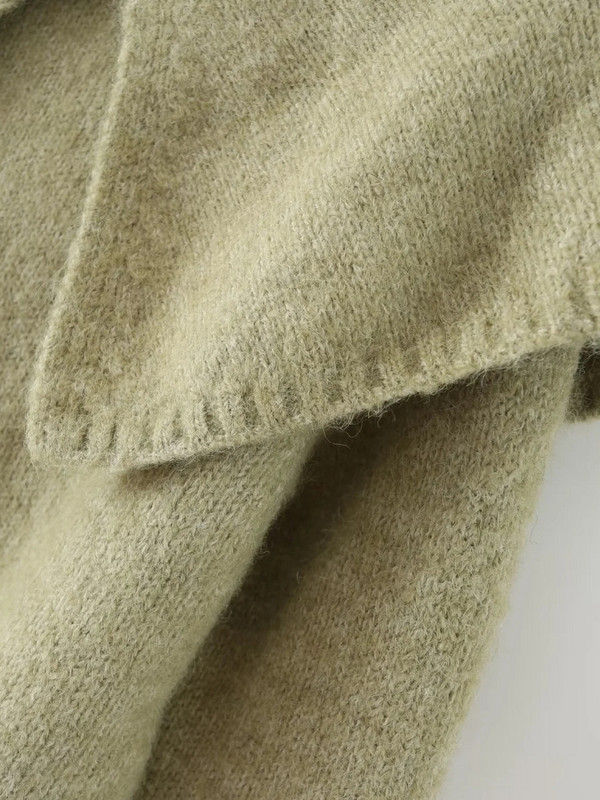 Novi ženski široki kratki pulover sa šal ovratnikom dugih rukava za ležerno pletenje LUJIA ALAN SW1833