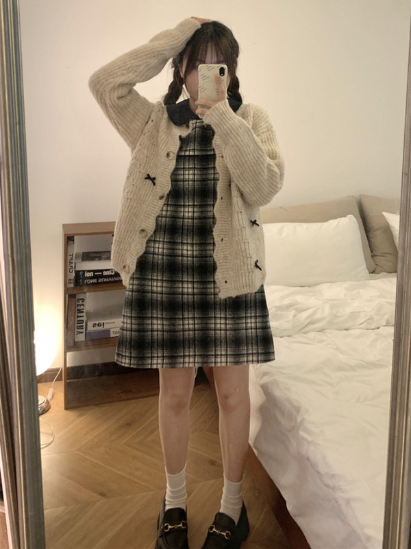 Cardigan Femei Vintage Dulci Fete Bandaj Toamna Guler Volanat Simplu Solid La modă Design în stil coreean Timp liber All-match Soft